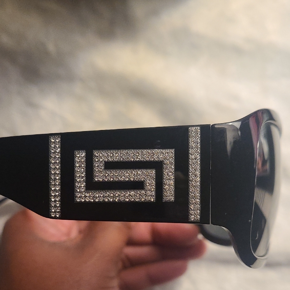 Versace Black Sunglasses with Silver/Rhinestone Accents VE4159-B NWOT
